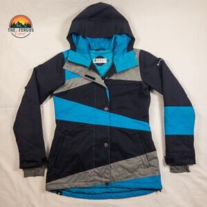Roxy Ski Jacket Long Slim Fit Snowboarding 10k Blue Black Womens Size Small